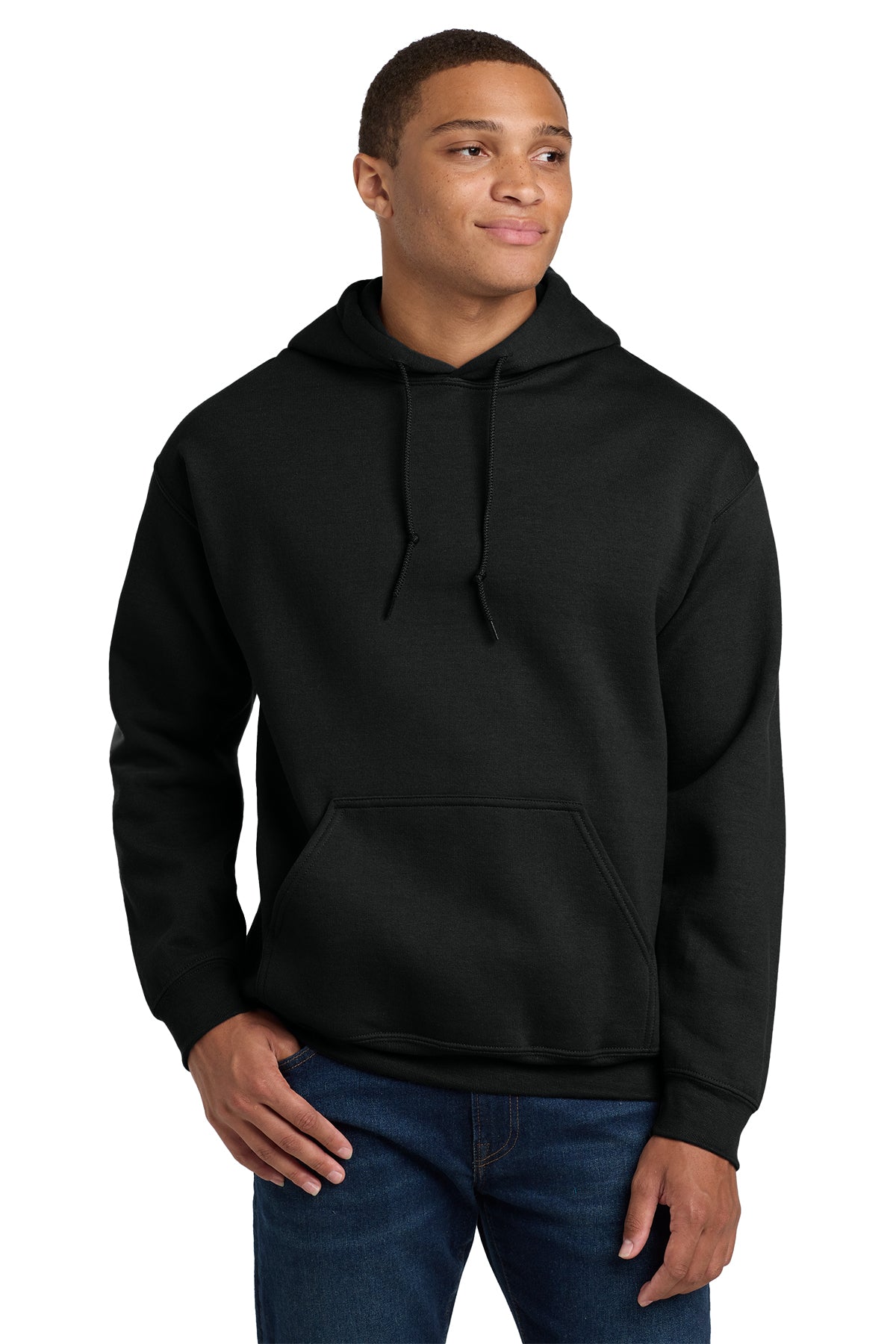 Gildan Heavy Blend hoodie, 8 oz, sizes XS–5X. Soft, durable cotton-poly fleece