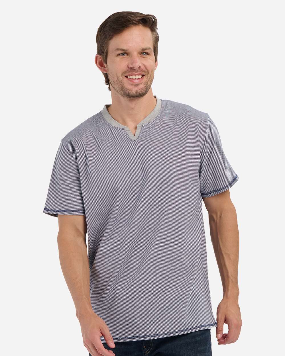 Boxercraft Men’s Striped V-Notch T-Shirt – 100% Cotton Casual Tee
