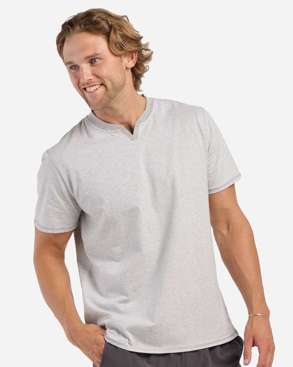 Boxercraft Men’s Striped V-Notch T-Shirt – 100% Cotton Casual Tee