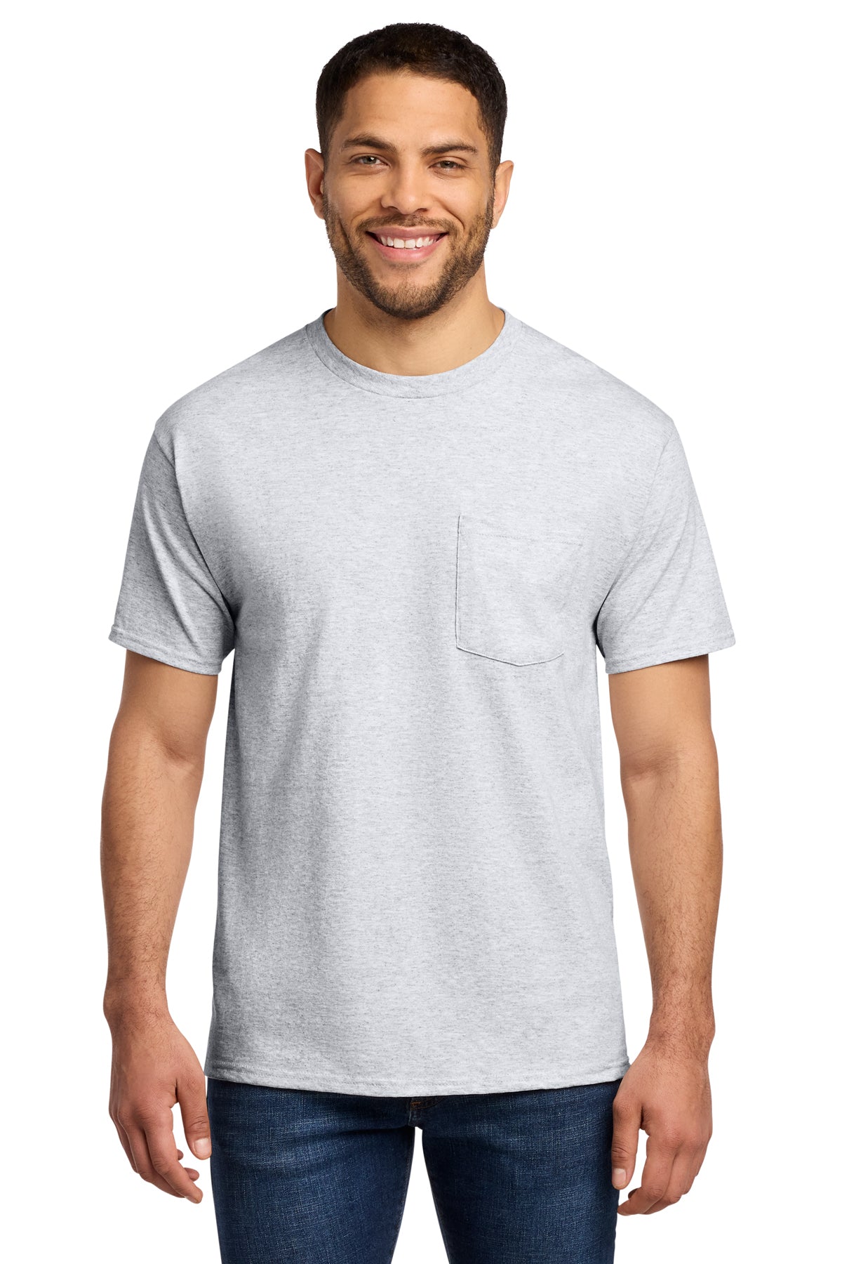 Tall pocket T-shirts for men, LT–4XLT. Heavyweight fit with left chest pocket.