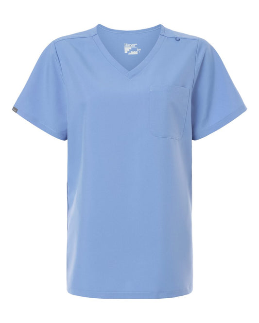 Hanes Women’s V-Neck 1 Pocket Scrub Top Moisture Wicking S-5XL