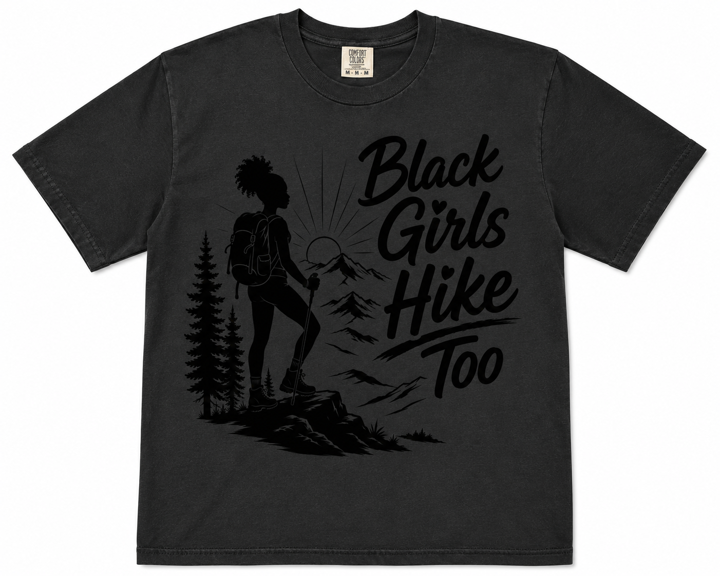 Black Girls Hike Too Women’s Outdoor Graphic Tee – Hiking Trail Shirt