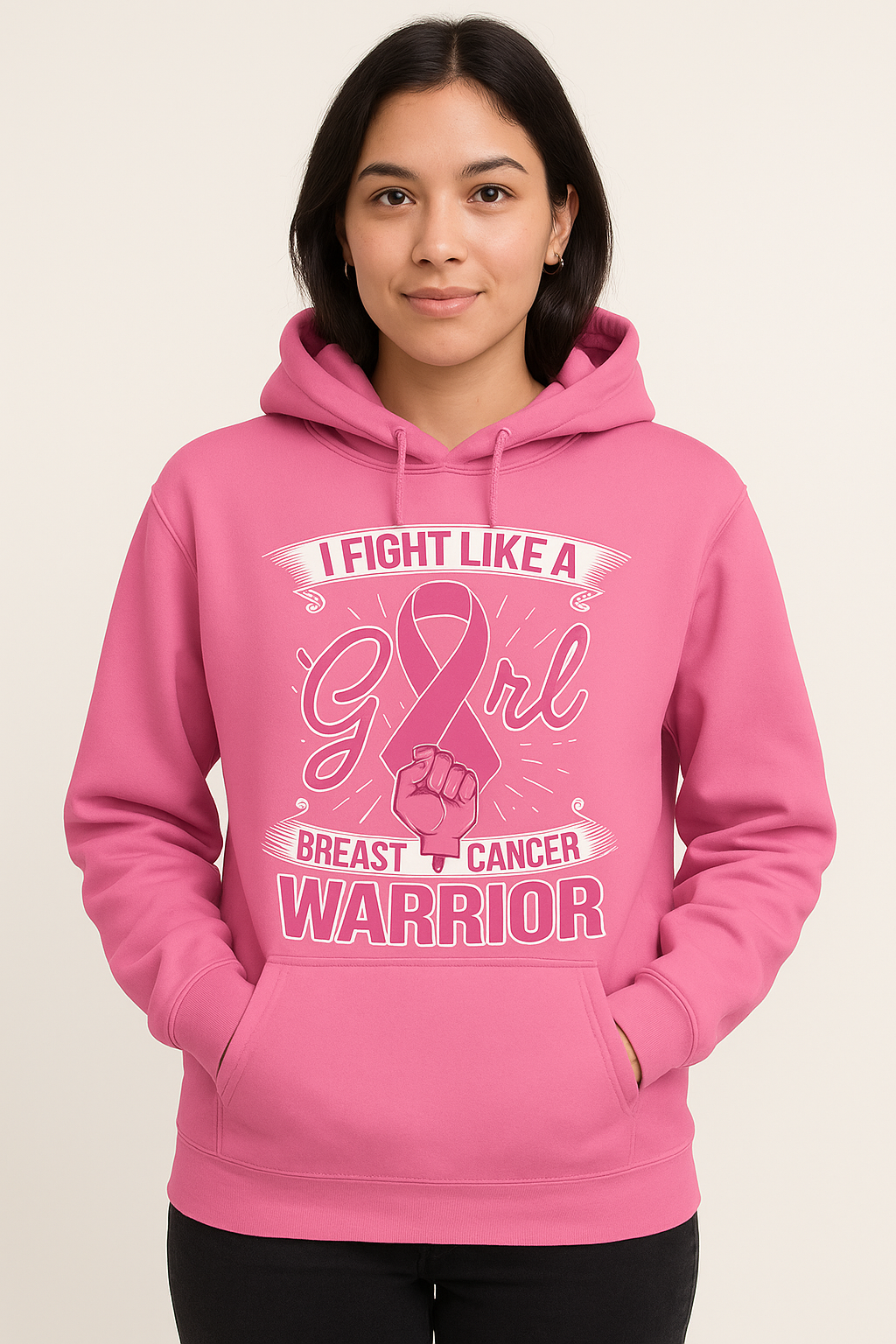 Fight Like a Girl – Breast Cancer Warrior Pink Pullover Hoodie