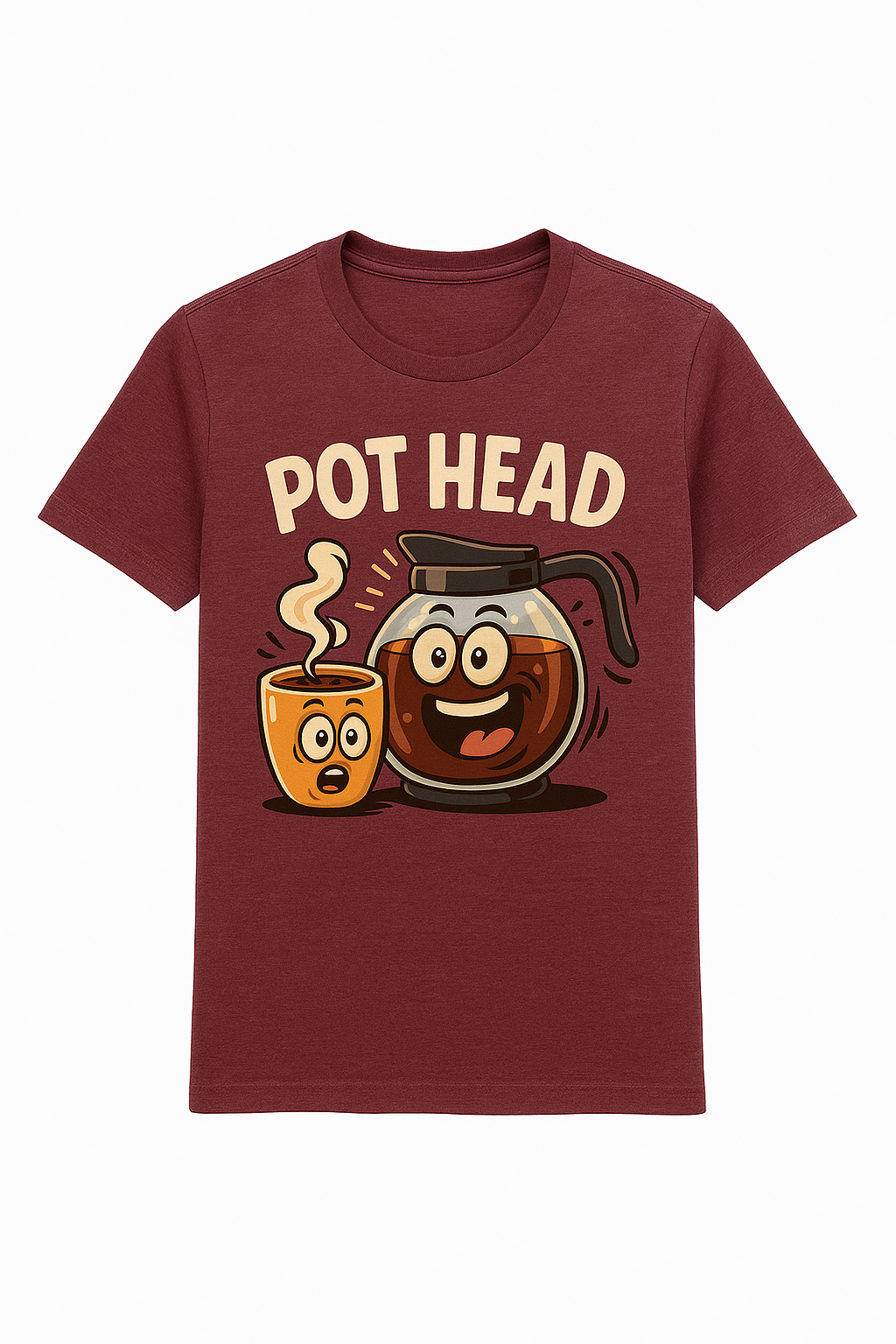 POT HEAD Coffee Lover T-Shirt – Funny Cartoon Coffee Tee
