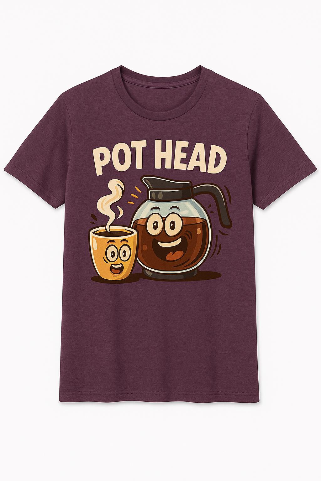POT HEAD Coffee Lover T-Shirt – Funny Cartoon Coffee Tee