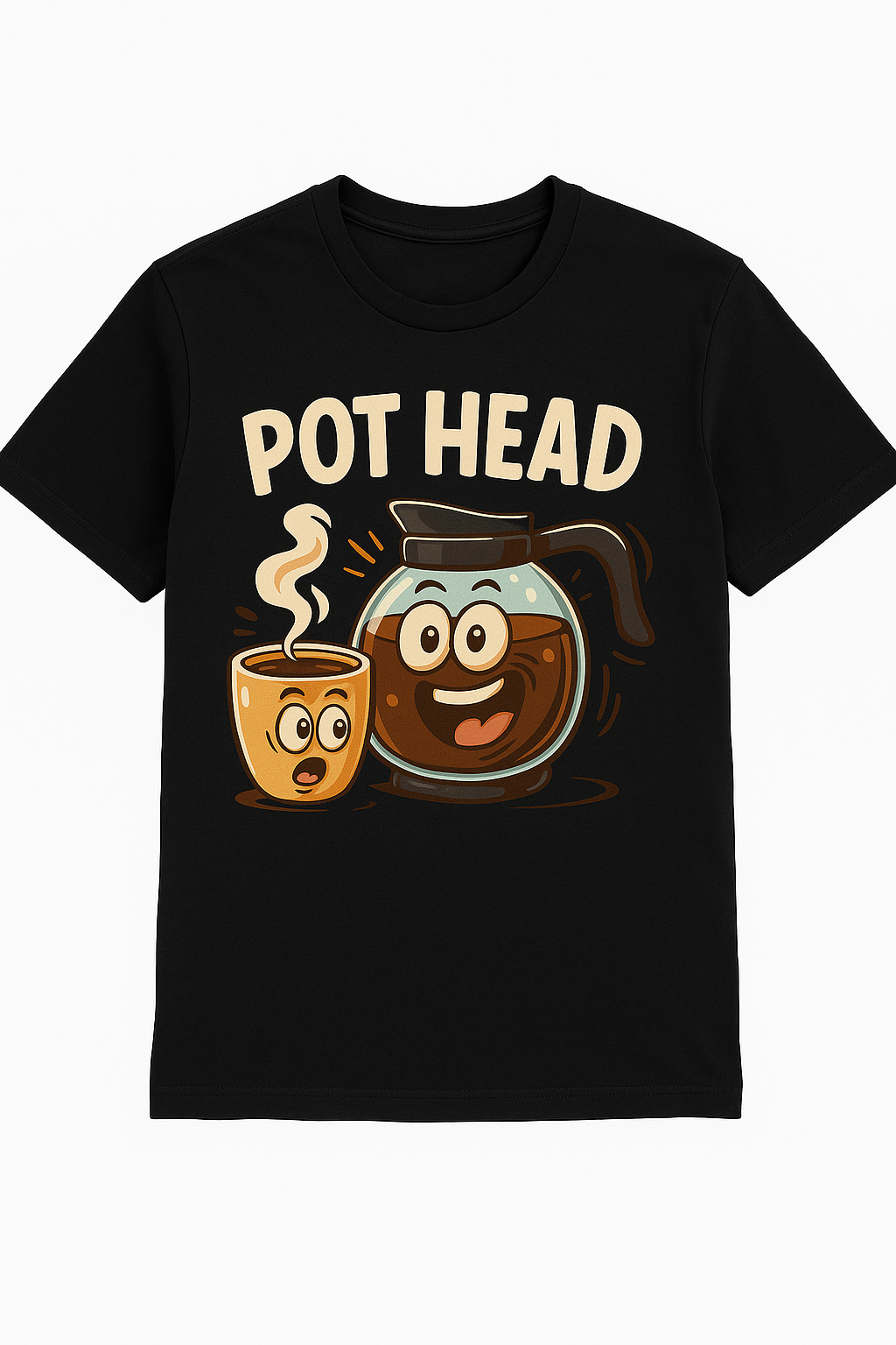 POT HEAD Coffee Lover T-Shirt – Funny Cartoon Coffee Tee