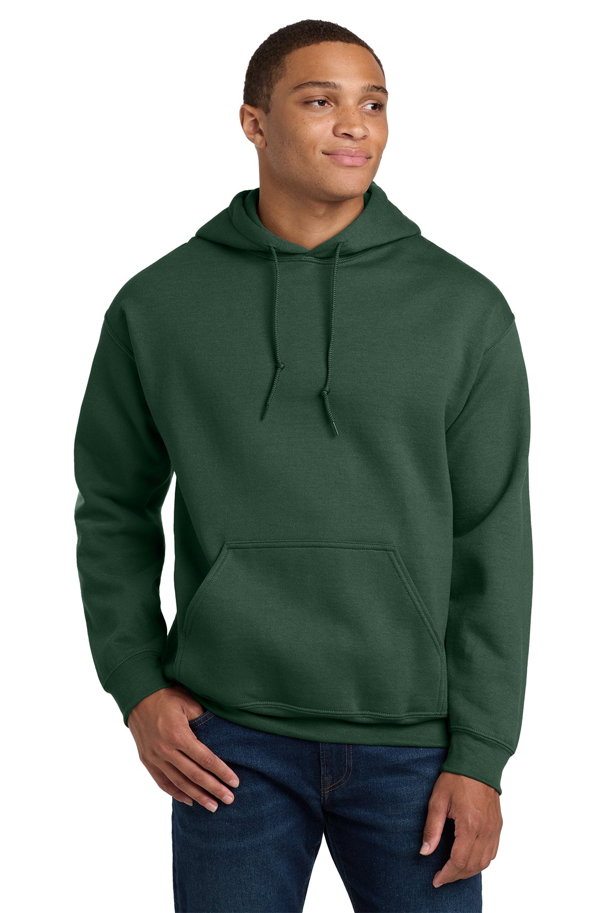 Gildan Heavy Blend hoodie, 8 oz, sizes XS–5X. Soft, durable cotton-poly fleece