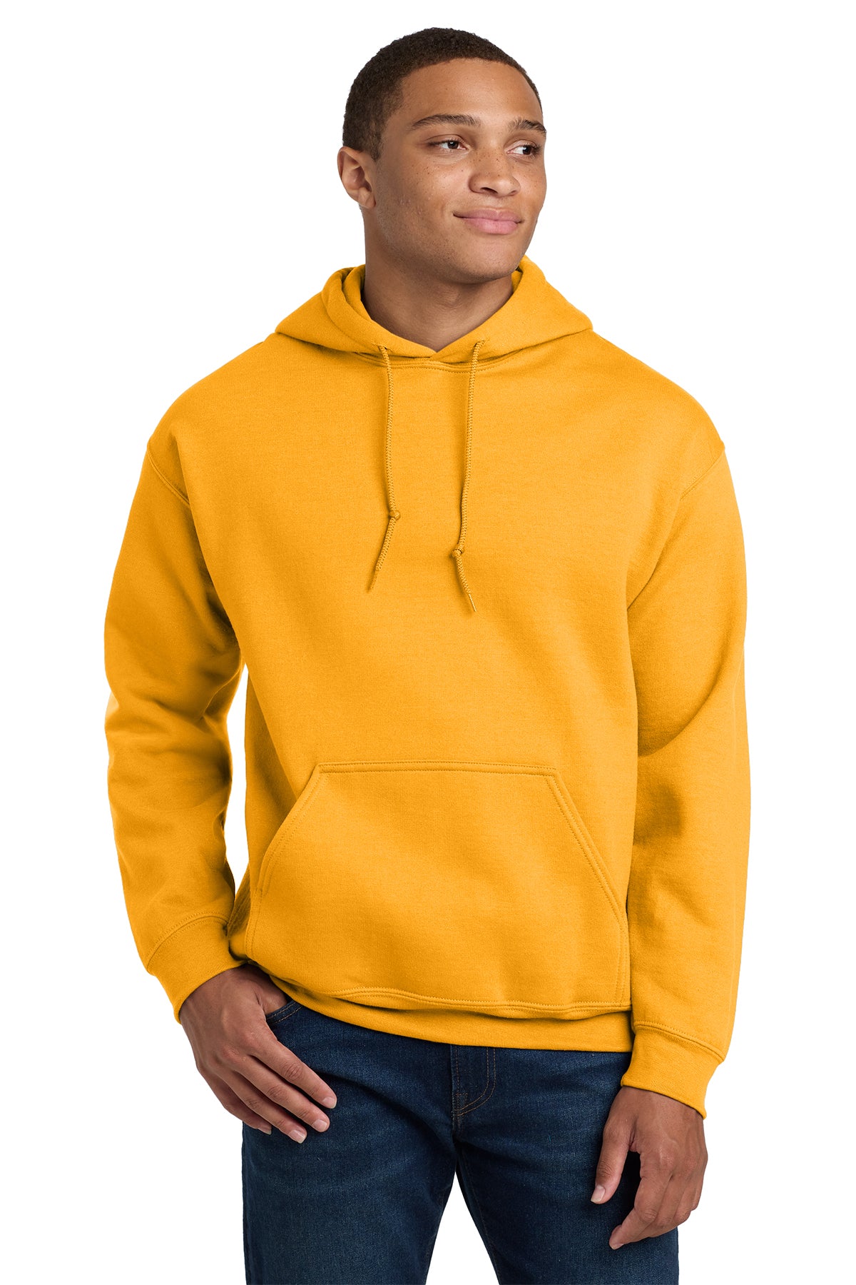 Gildan Heavy Blend hoodie, 8 oz, sizes XS–5X. Soft, durable cotton-poly fleece
