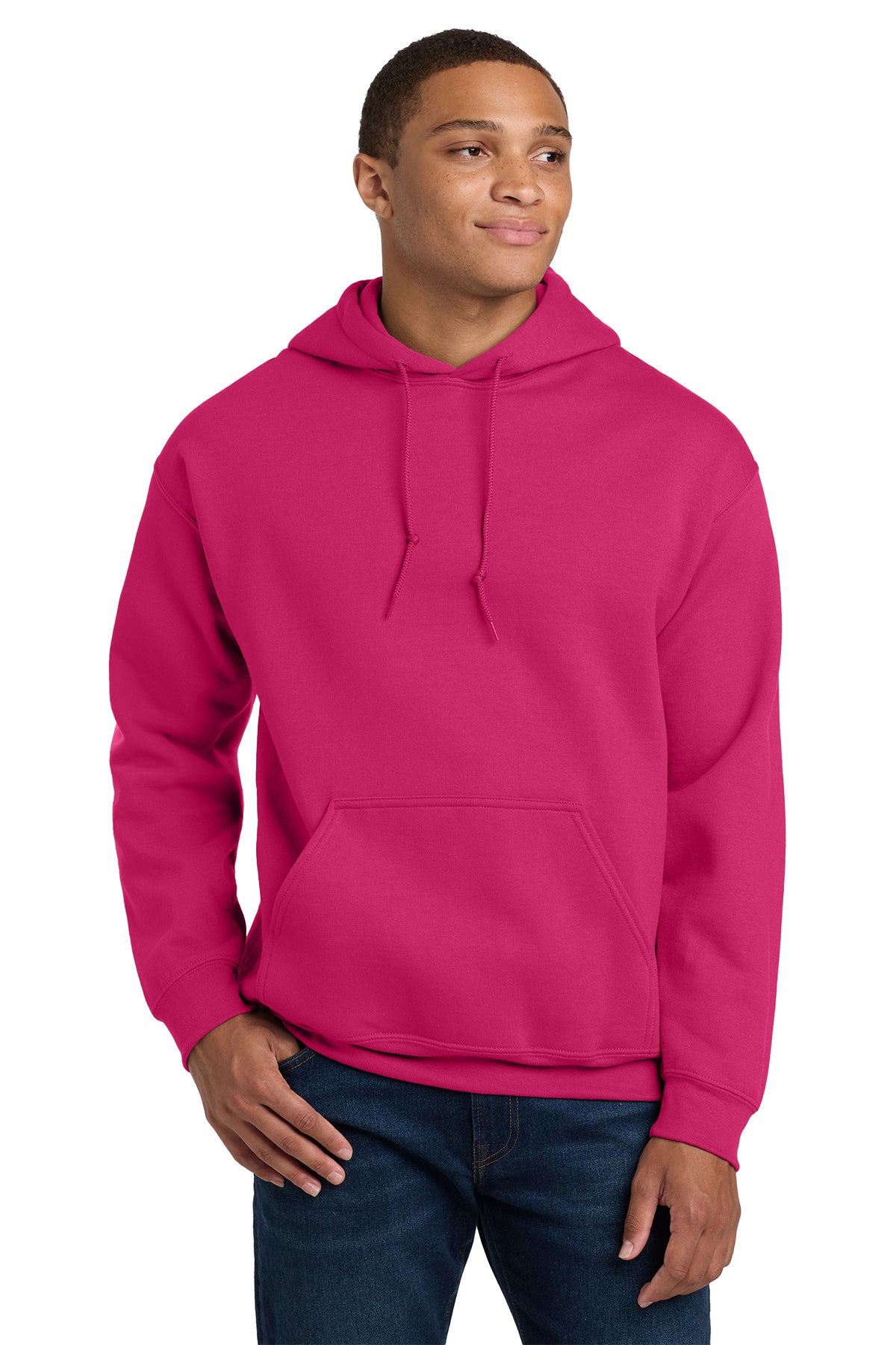 Gildan Heavy Blend hoodie, 8 oz, sizes XS–5X. Soft, durable cotton-poly fleece
