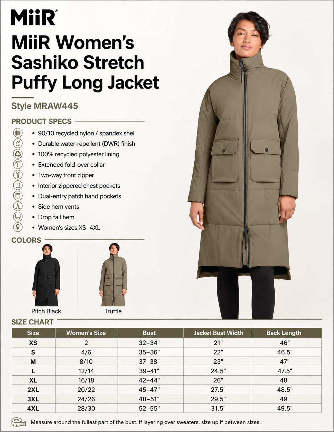 MiiR Women’s Sashiko Long Puffy Jacket