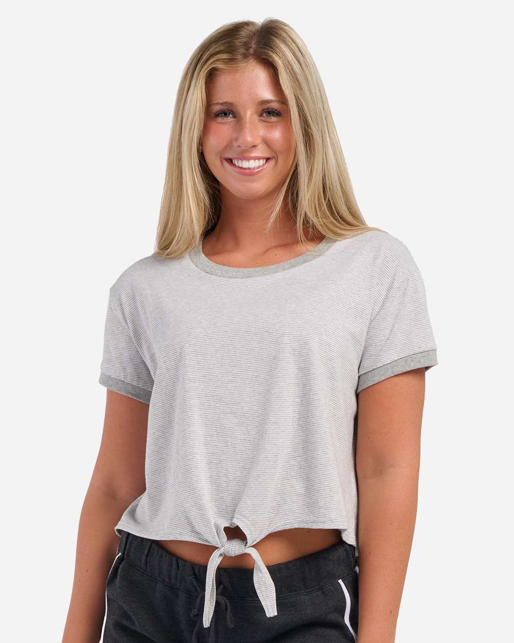 Boxercraft Women’s Striped Tie-Front T-Shirt – Cropped Casual Tee