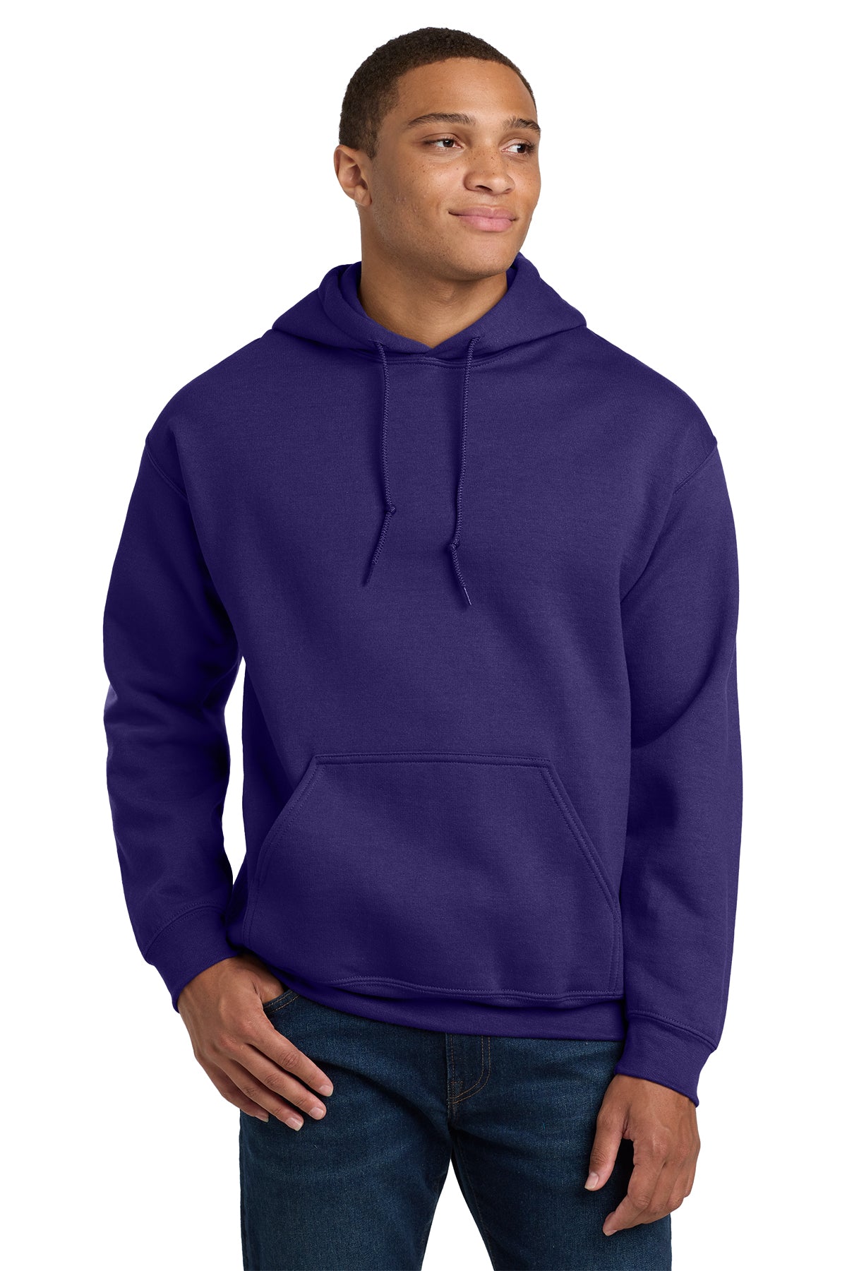 Gildan Heavy Blend hoodie, 8 oz, sizes XS–5X. Soft, durable cotton-poly fleece.